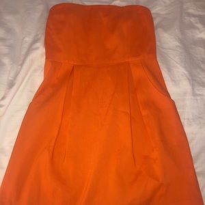 Strapless orange dress